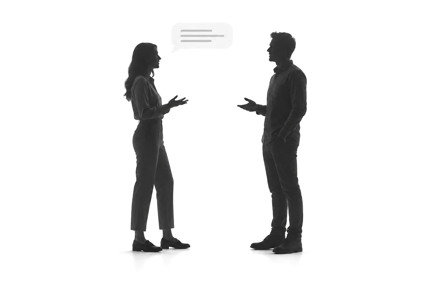Silueta de dos personas conversando